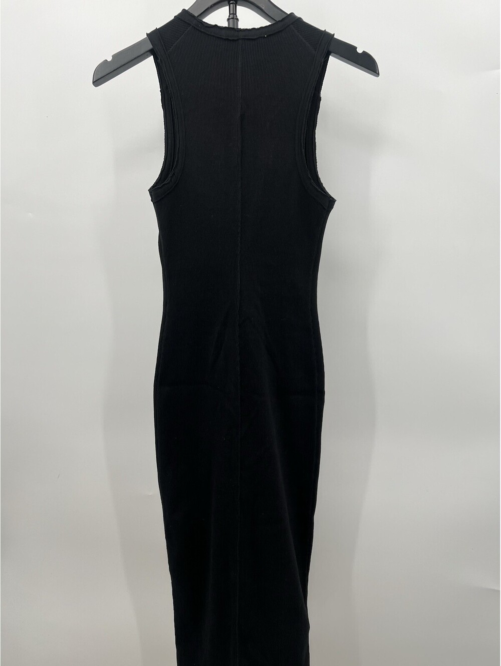 NWT AllSaints Alicia Dress Womens 2 Black Ribbed Zip Front Bodycon Midi 2 - Picture 2 of 4